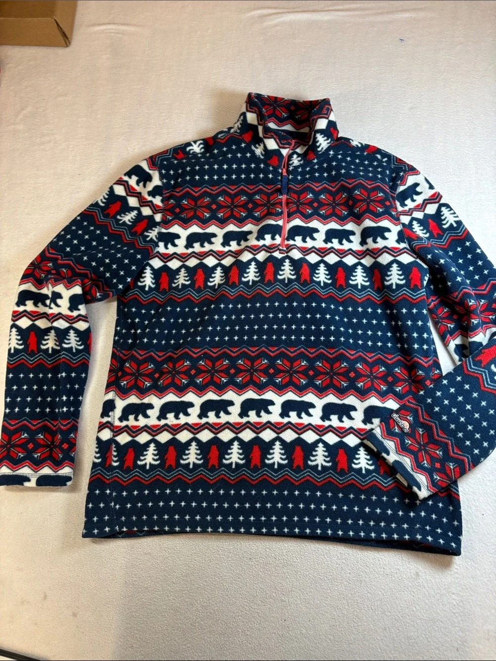 chubbies Navy, Red & White Half-Zip Holiday Fleece Pullover